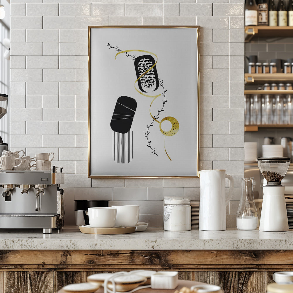 Black & White Abstract No. 1 | gold Poster